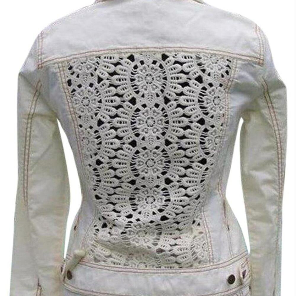 Cache Ivory Crochet Peek-a-boo Stretch Jacket Top New Cotton Blend $178 NWT
